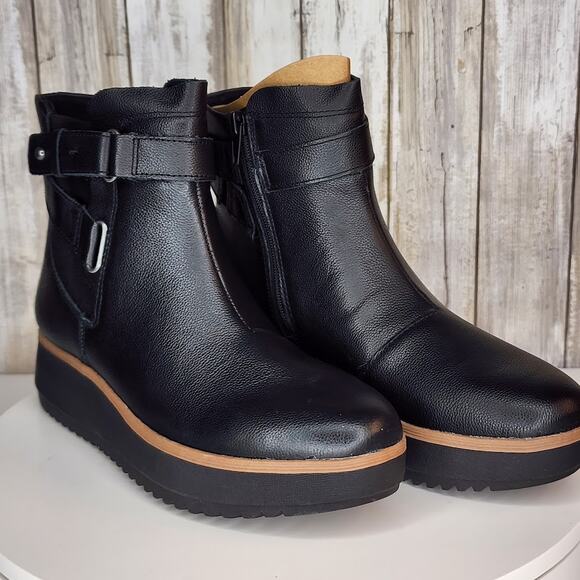 Clarks Women’s Zylah Faye Ankle Boots – Comfort Flatform Leather - Size 6 M - Picture 1 of 10